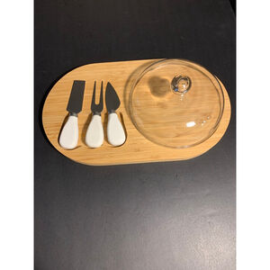 Serveware Cheese Board Set with glass Dome and utensils